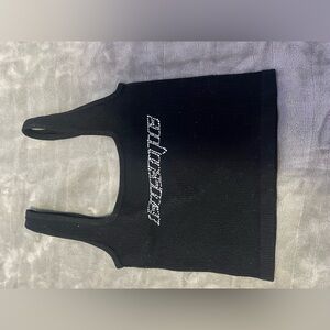 Rhinestone Black Crop Top